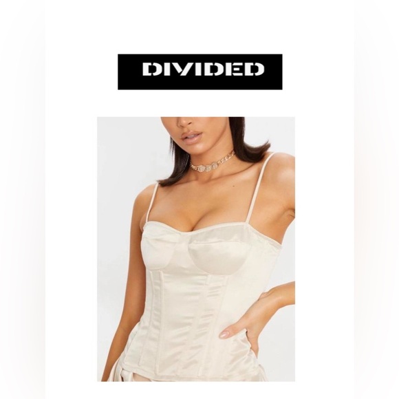 Divided Women's Cream Corset Bustier Top L - Picture 1 of 12
